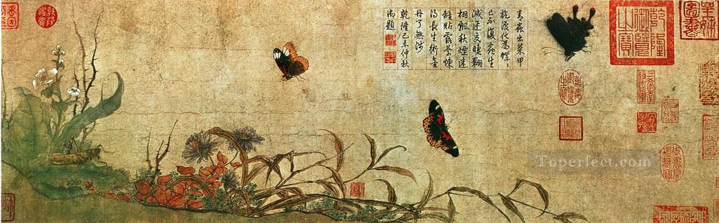 Mariposa Zhaocang chino antiguo Pintura al óleo